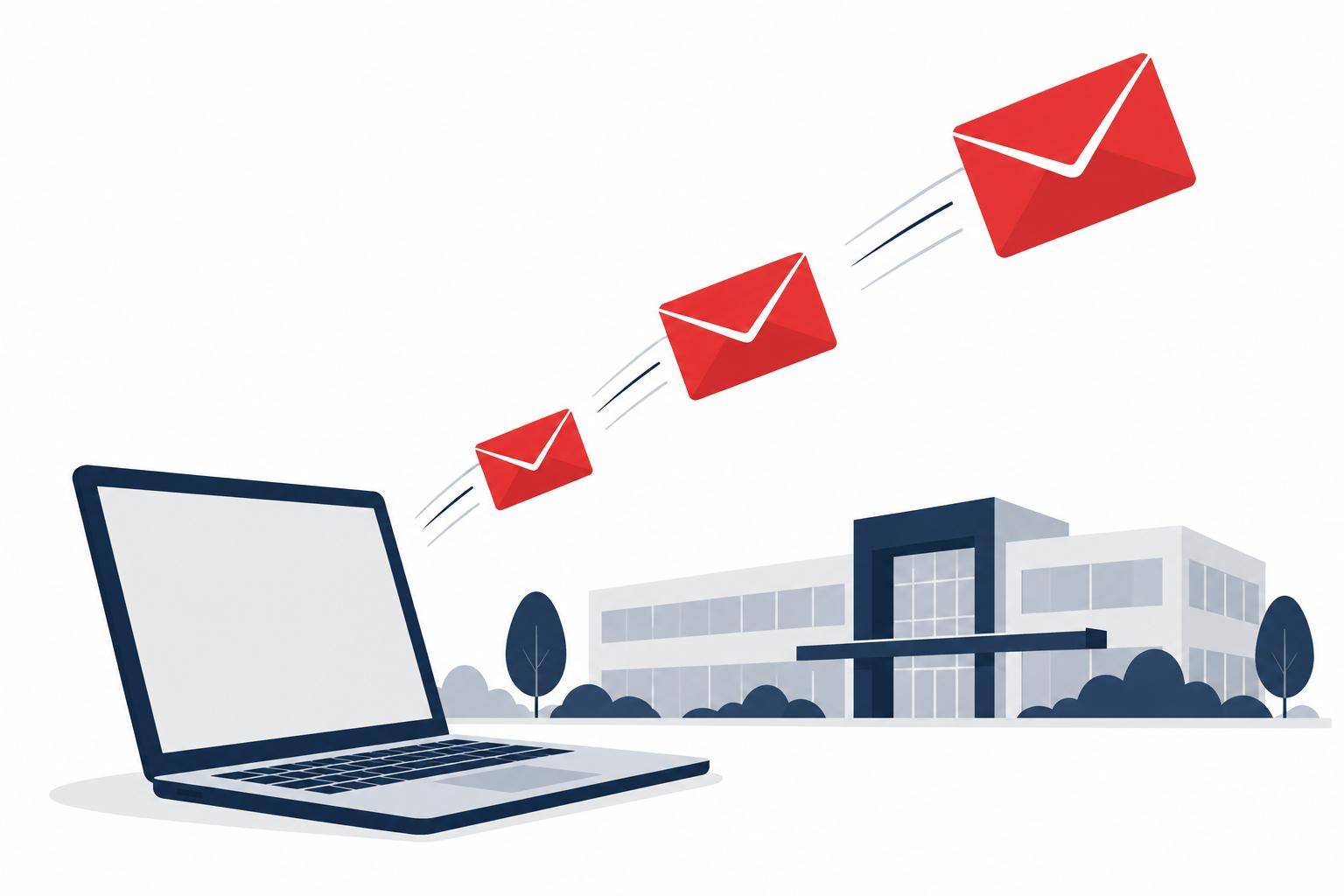 Business email leaving an office