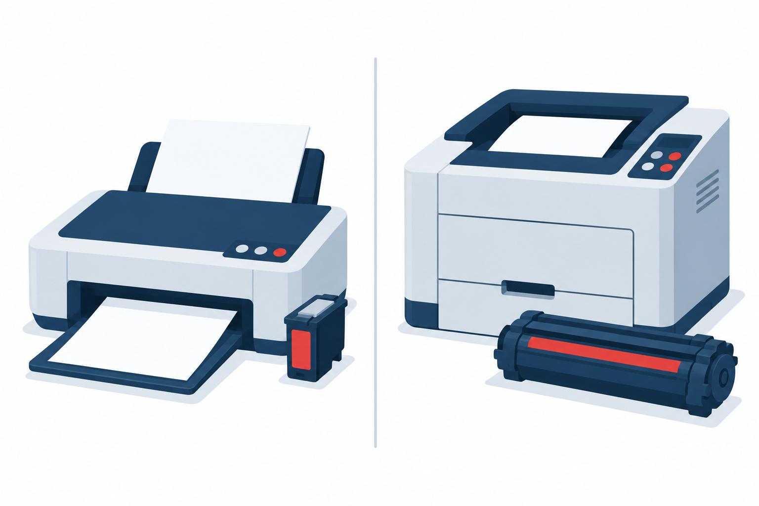 Inkjet printer beside a laser printer for comparison